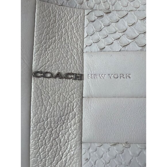 Coach Patchwork Leather Business Carryall + Matching Wallet 30476 White Snakeski - Picture 3 of 16